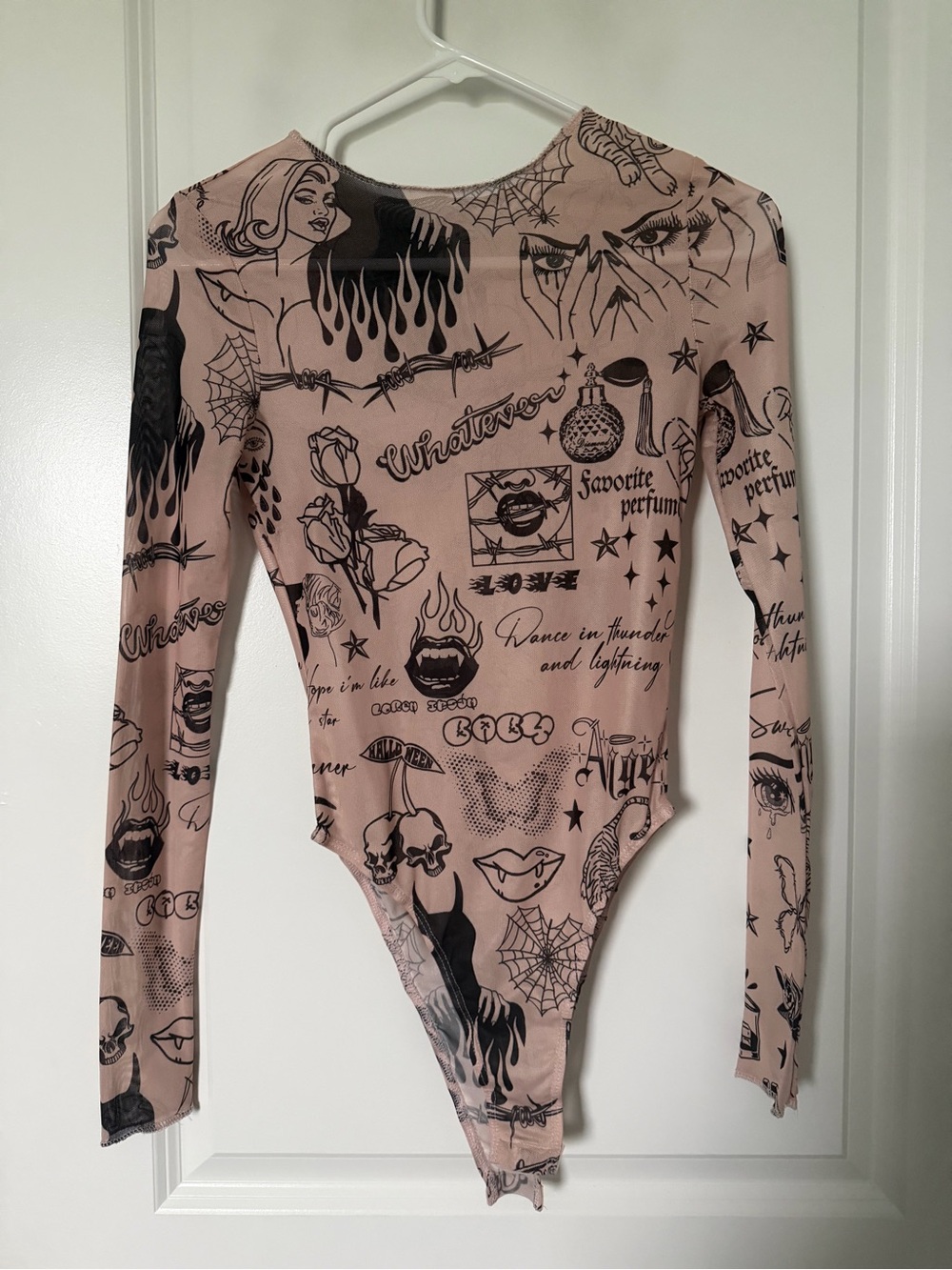 Light Pink Graphic Long-Sleeve Bodysuit